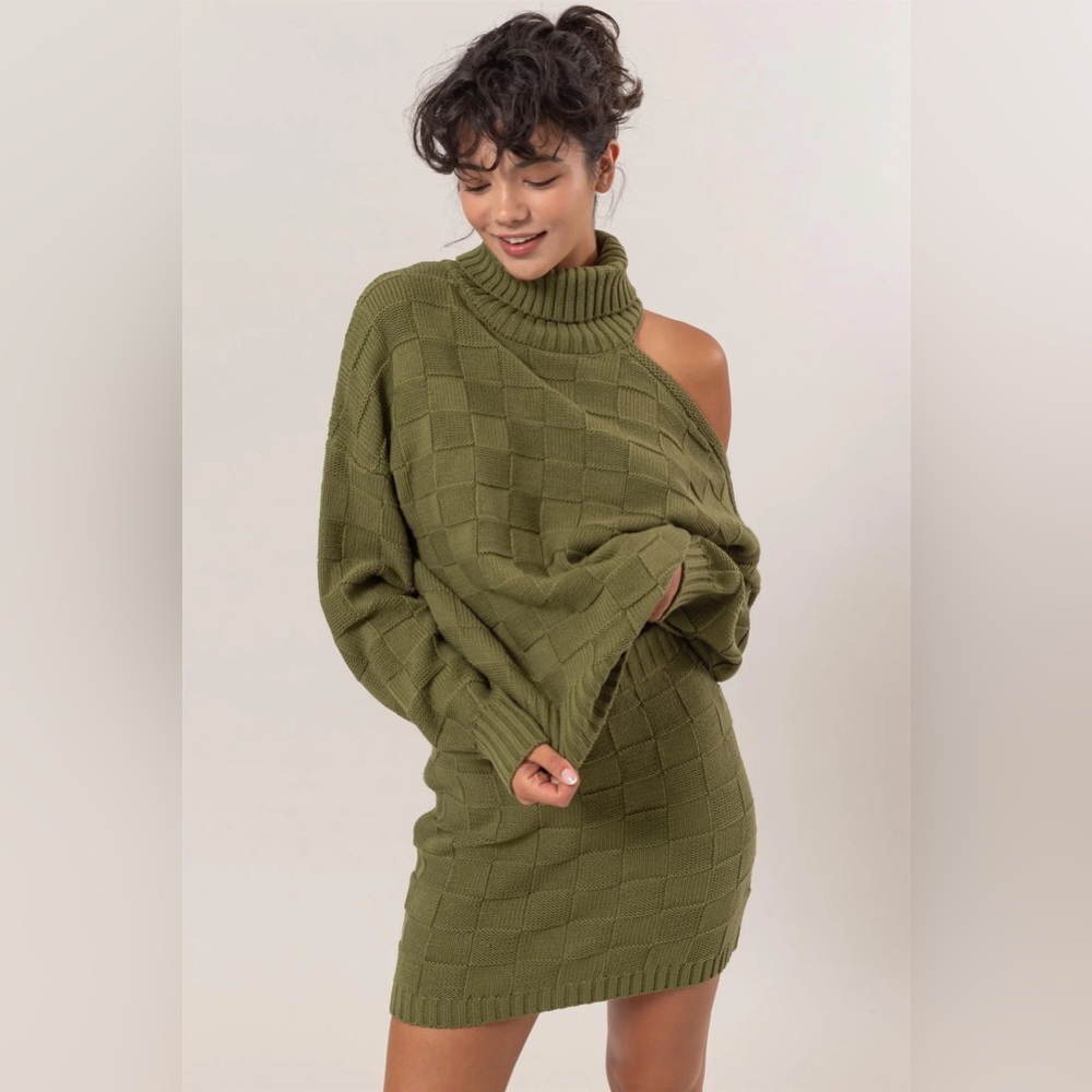 Mia Basketweave Sweater And Skirt Set